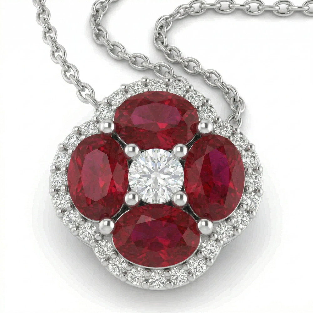 14KW PREC COLOR PRONG SET CLUSTER PENDANT