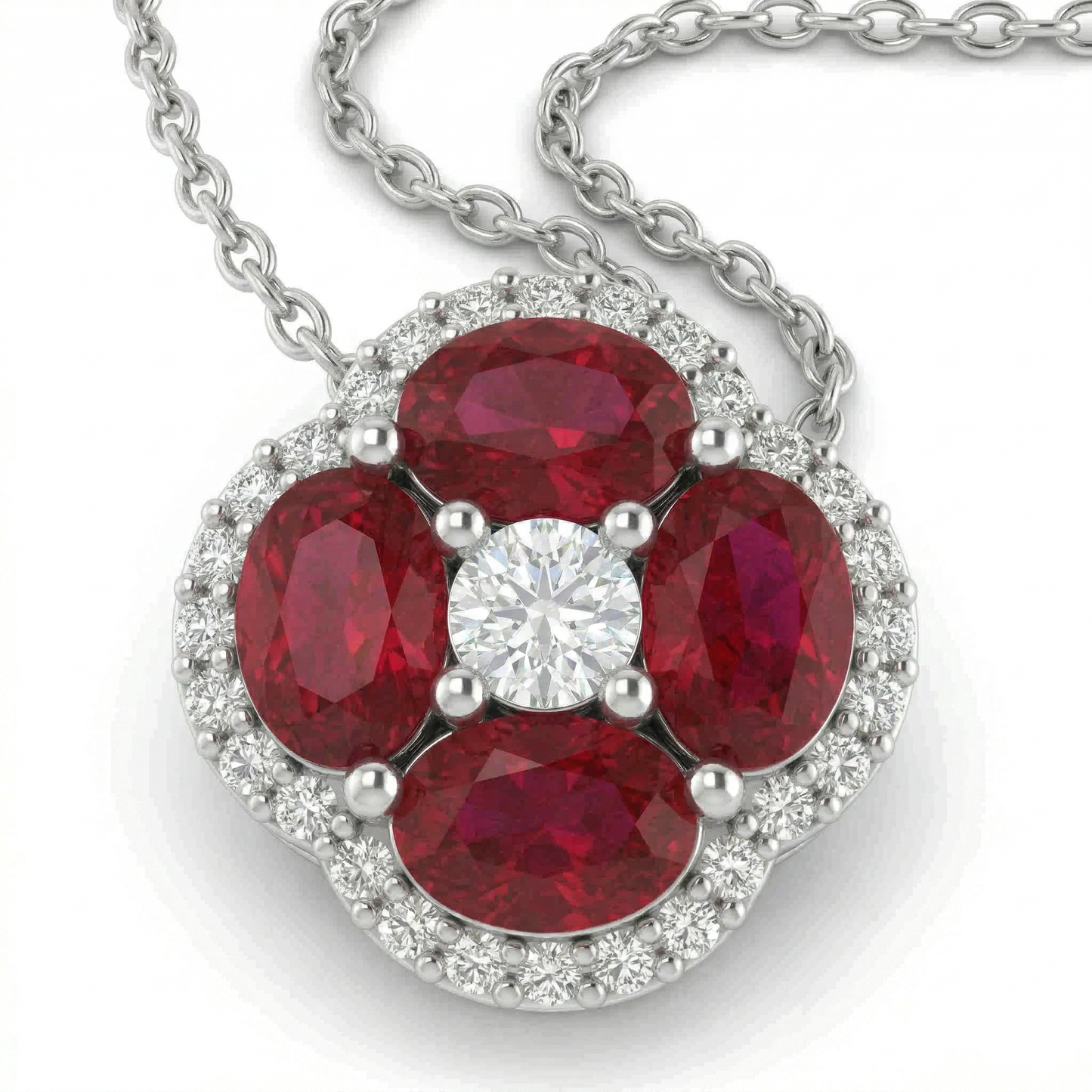 14KW PREC COLOR PRONG SET CLUSTER PENDANT