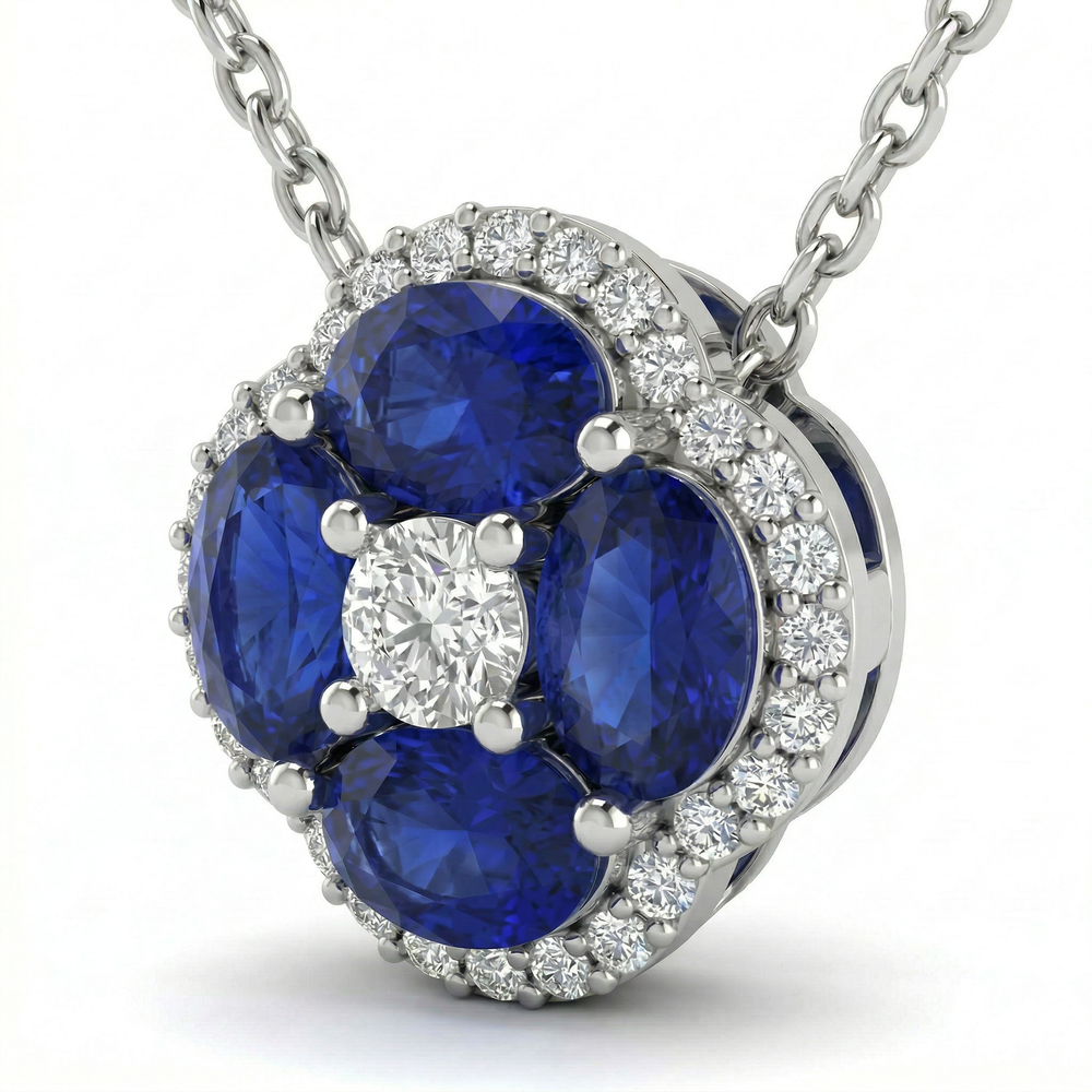 14KW PREC COLOR PRONG SET CLUSTER PENDANT