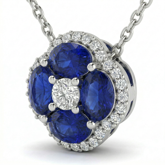 14KW PREC COLOR PRONG SET CLUSTER PENDANT