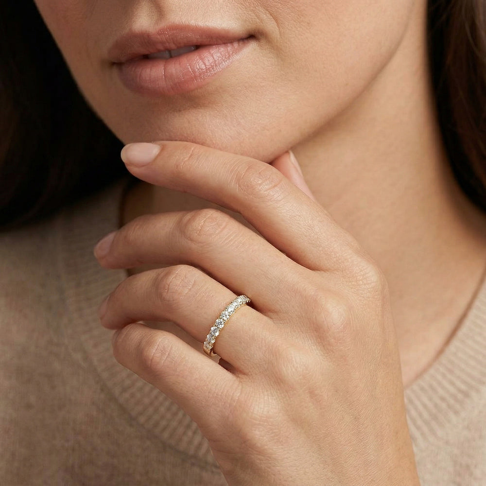14KY DIAMOND U PRONG BAND RING