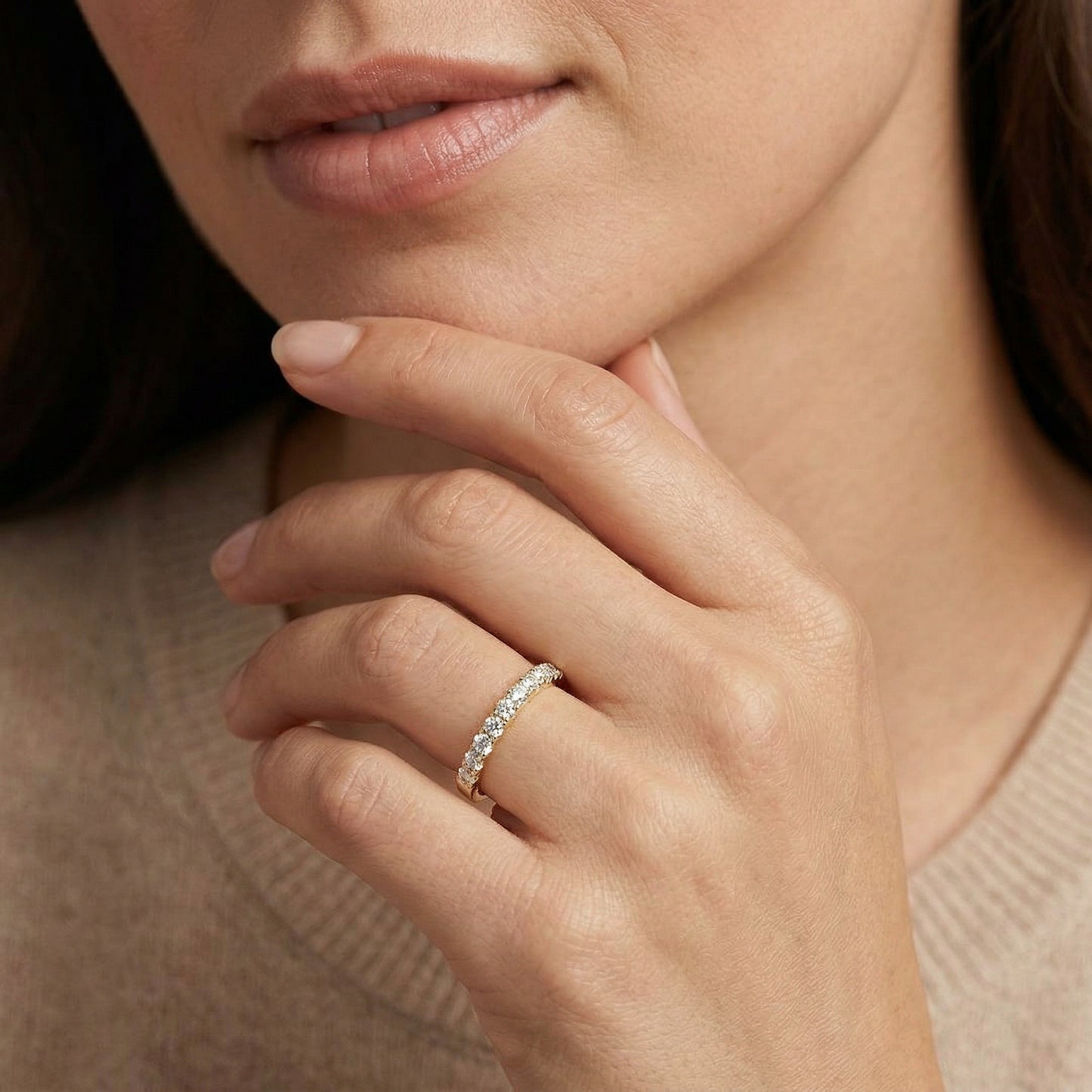 14KY DIAMOND U PRONG BAND RING