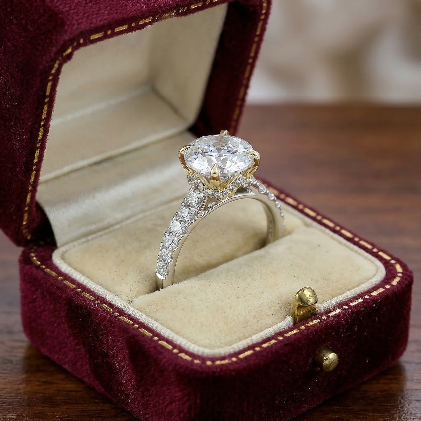 14KW/Y DIAMOND HIDDEN HALO SEMIMOUNT RING