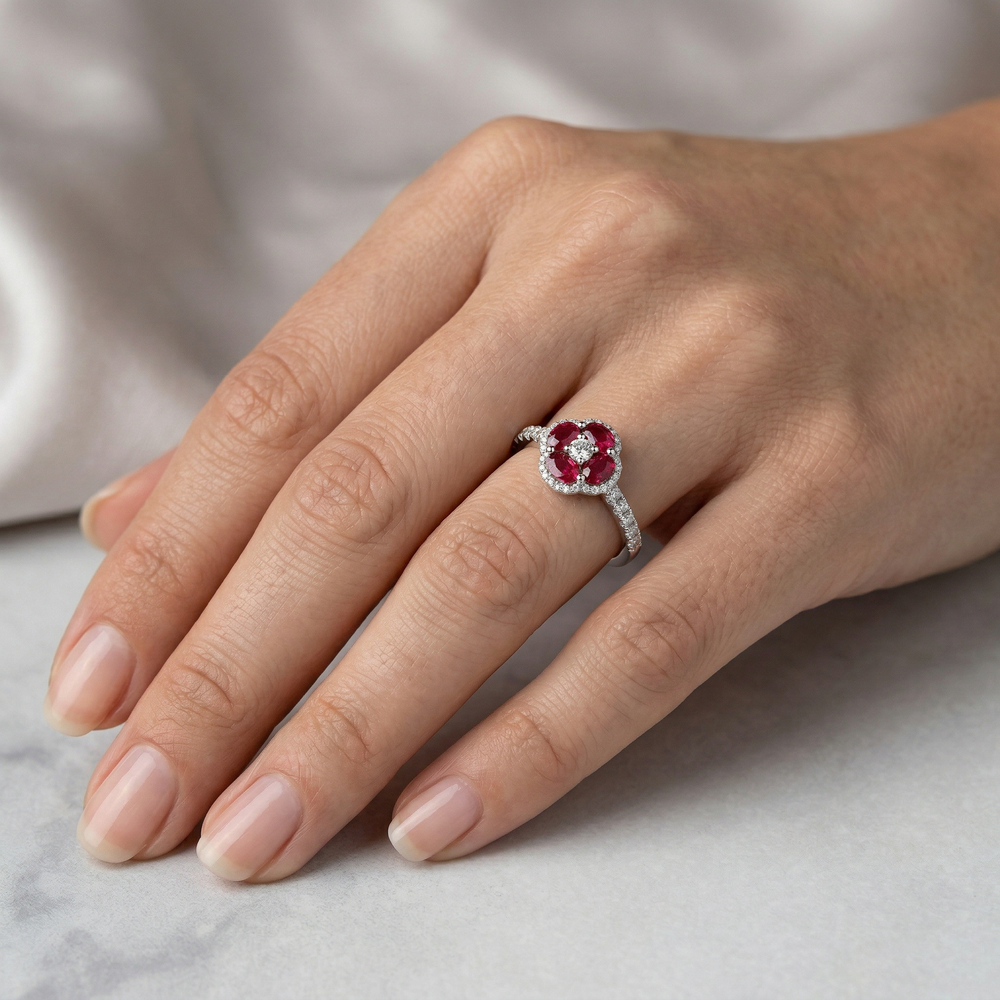 14KW PREC COLOR PRONG SET CLUSTER RING