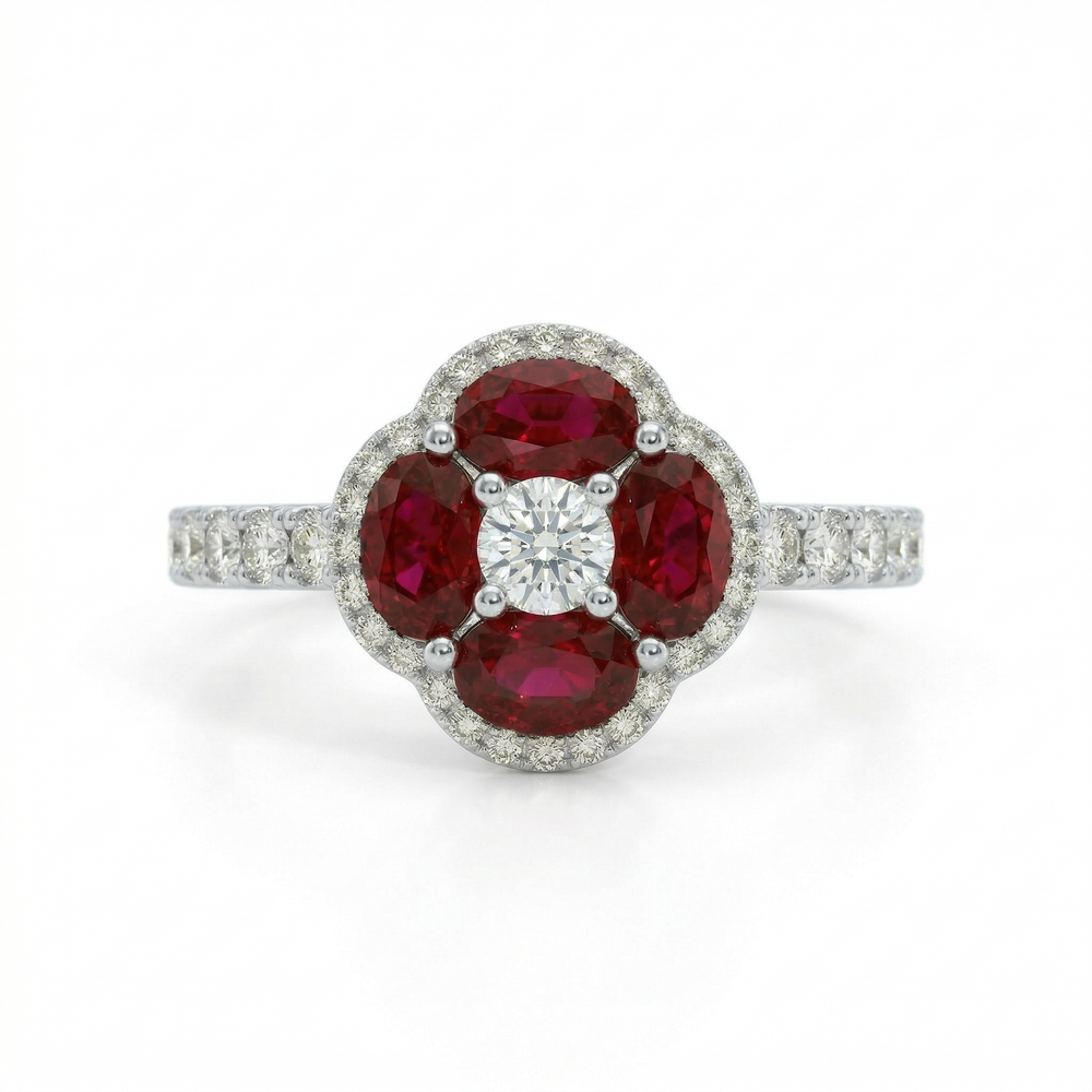 14KW PREC COLOR PRONG SET CLUSTER RING