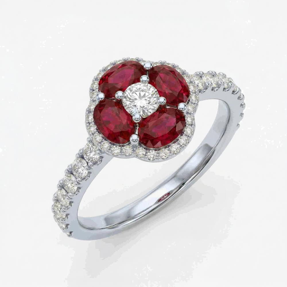 14KW PREC COLOR PRONG SET CLUSTER RING
