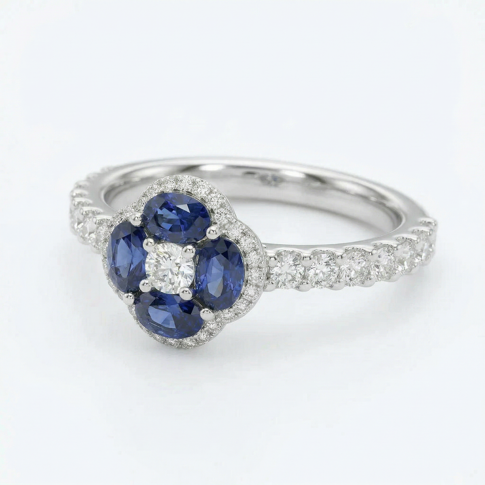 14KW PREC COLOR PRONG SET CLUSTER RING