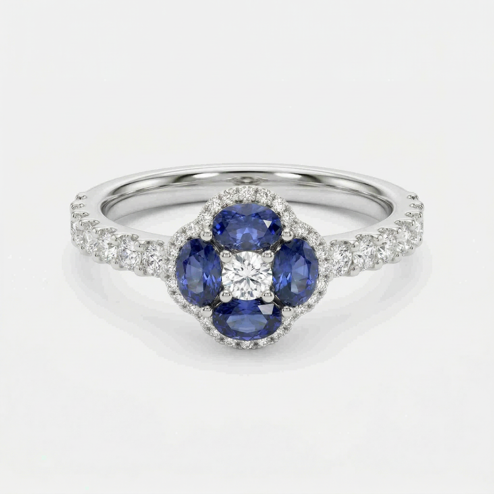 14KW PREC COLOR PRONG SET CLUSTER RING