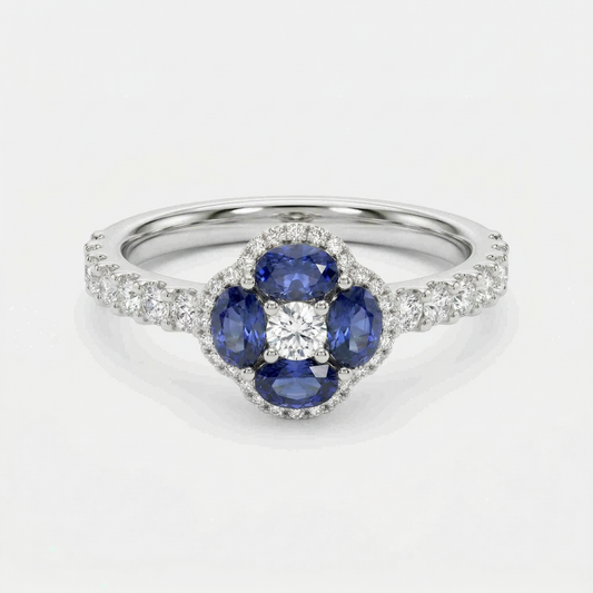 14KW PREC COLOR PRONG SET CLUSTER RING