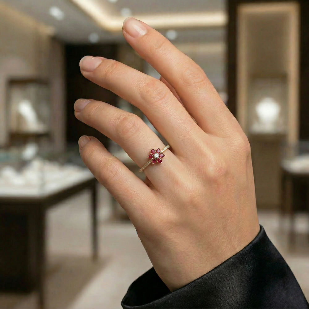 14KY  PREC COLOR PRONG SET CLUSTER RING