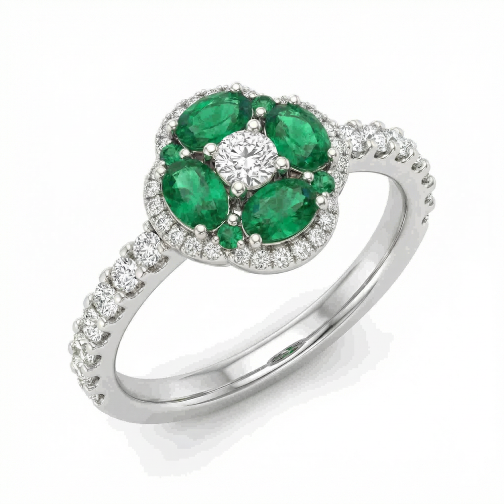14KW PREC COLOR PRONG SET CLUSTER RING