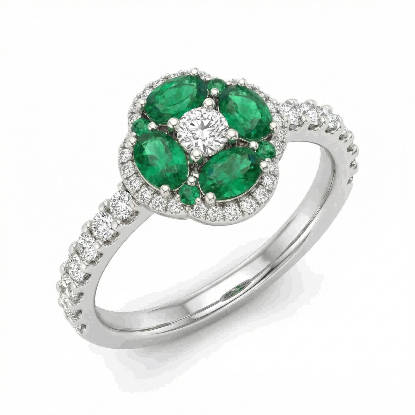 14KW PREC COLOR PRONG SET CLUSTER RING