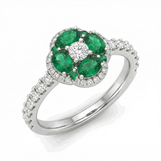 14KW PREC COLOR PRONG SET CLUSTER RING