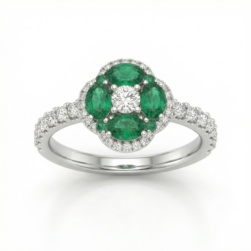 14KW PREC COLOR PRONG SET CLUSTER RING