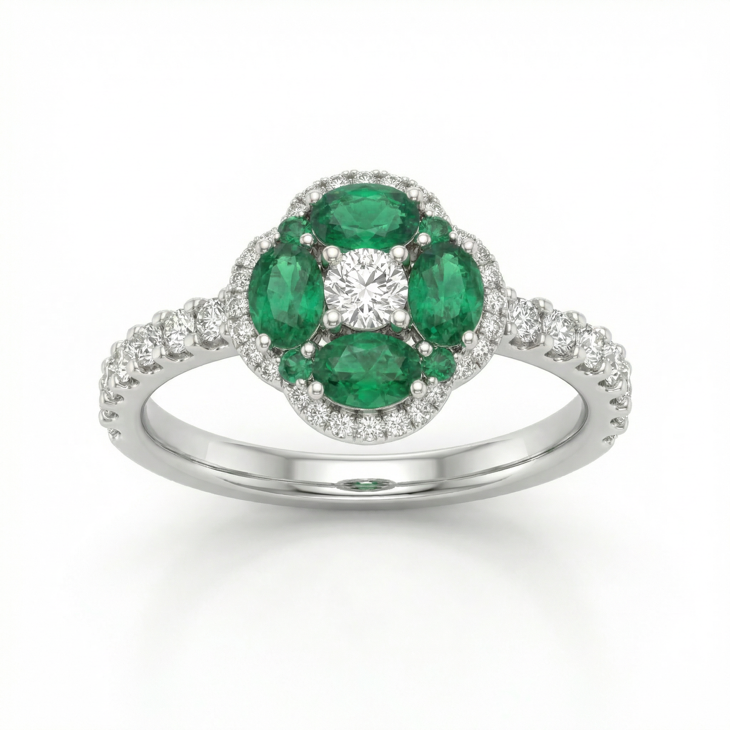 14KW PREC COLOR PRONG SET CLUSTER RING