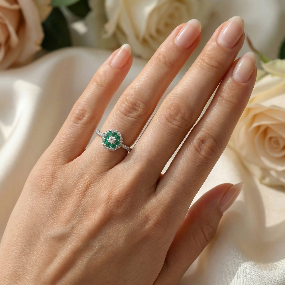 14KW PREC COLOR PRONG SET CLUSTER RING