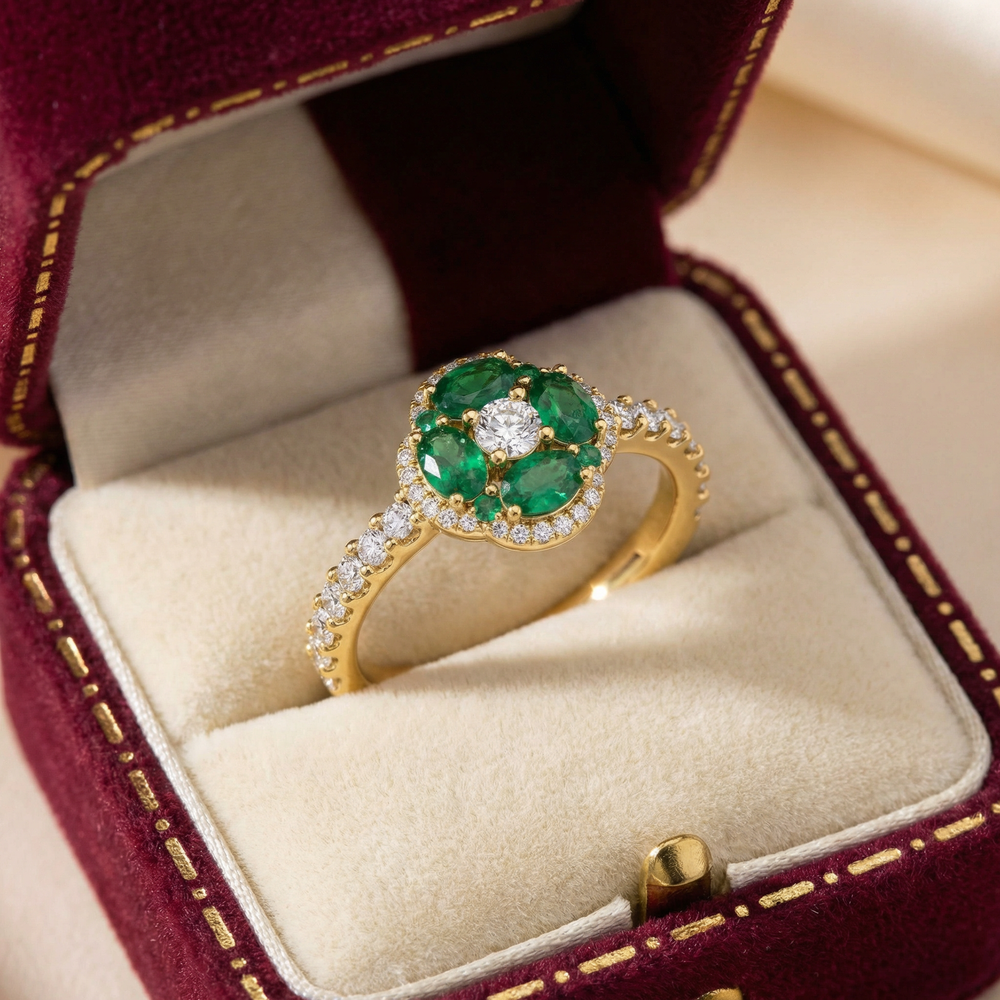 14KY  PREC COLOR PRONG SET CLUSTER RING