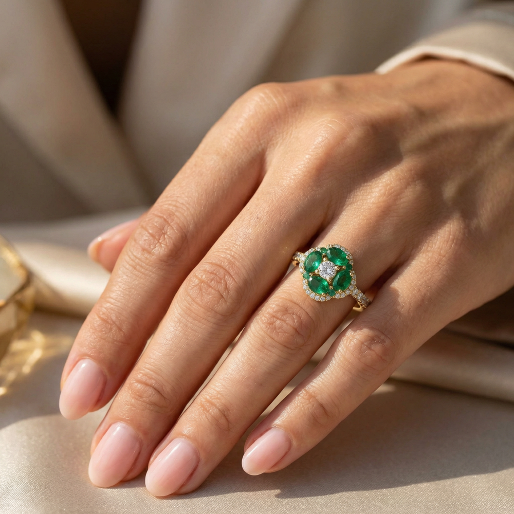 14KY  PREC COLOR PRONG SET CLUSTER RING