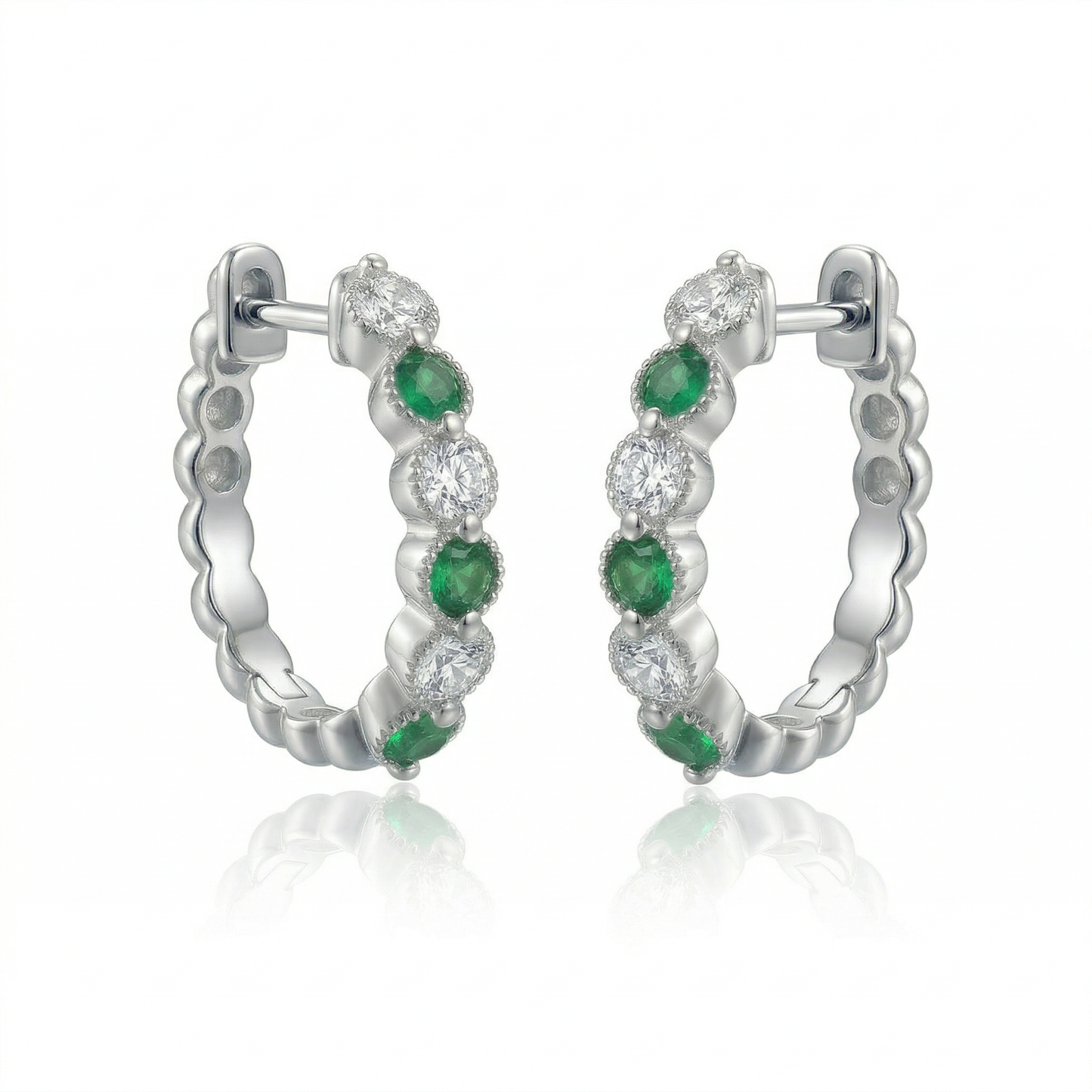 14KW PREC COLOR SHARED PRONG HUGGIE EARRING