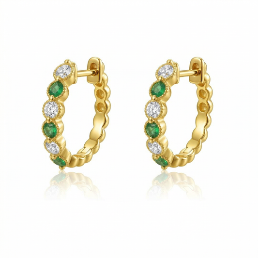 14KY PREC COLOR SHARED PRONG HUGGIE EARRING
