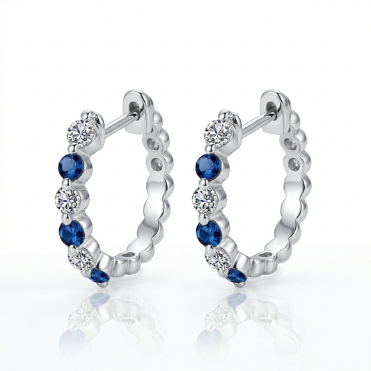 14KW PREC COLOR SHARED PRONG HUGGIE EARRING