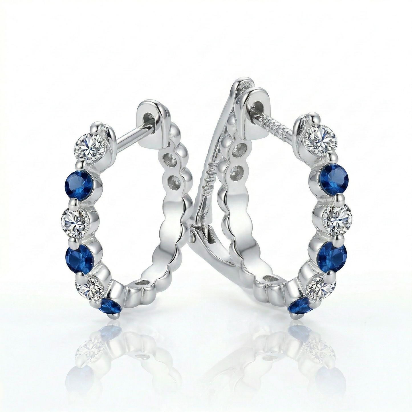 14KW PREC COLOR SHARED PRONG HUGGIE EARRING