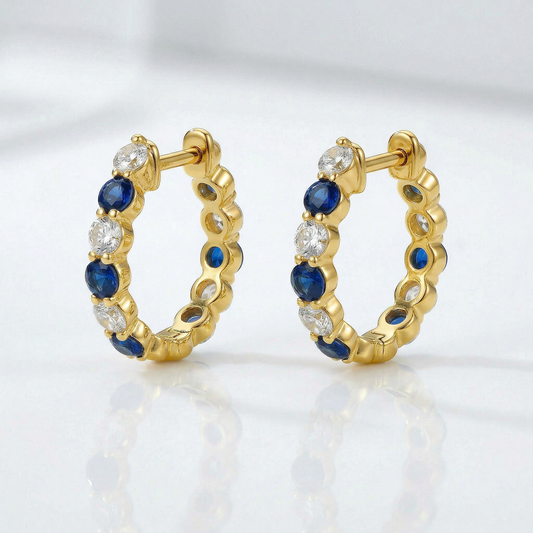 14KY PREC COLOR SHARED PRONG HUGGIE EARRING