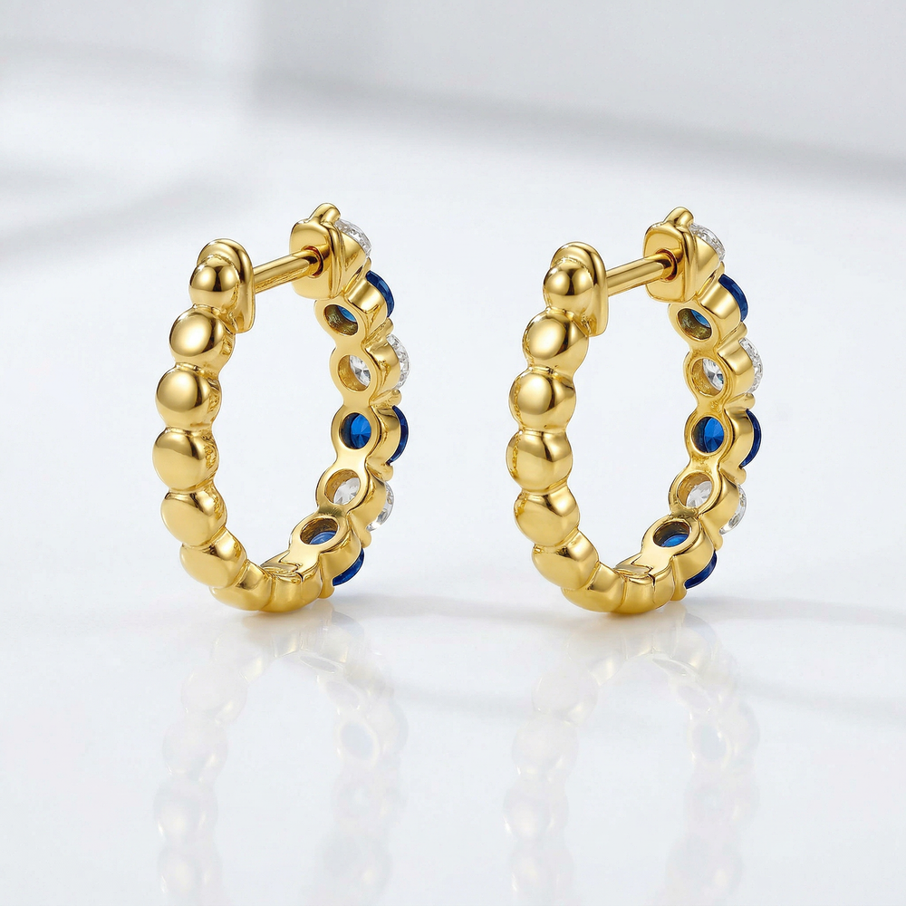 14KY PREC COLOR SHARED PRONG HUGGIE EARRING