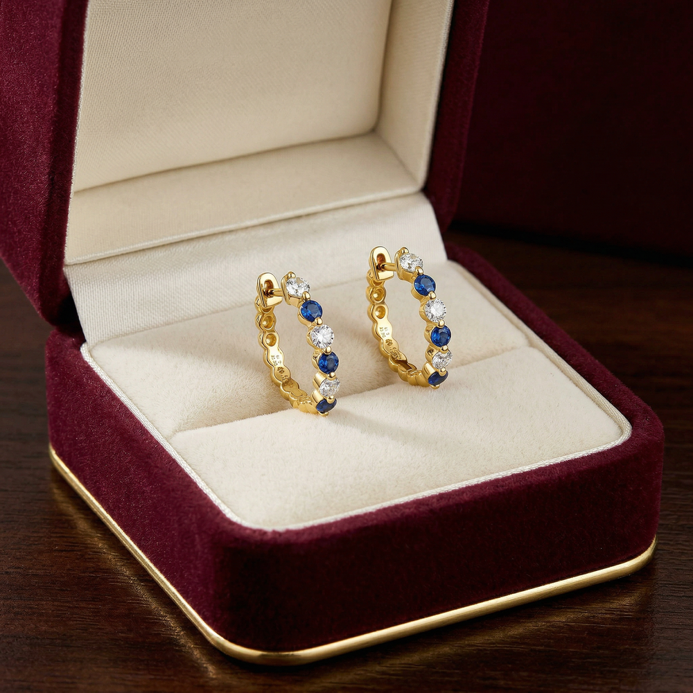 14KY PREC COLOR SHARED PRONG HUGGIE EARRING