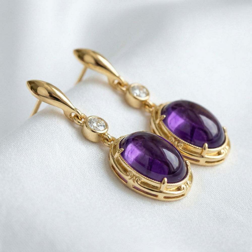 14KY  SEMI PREC BEZEL SET DANGLE EARRING
