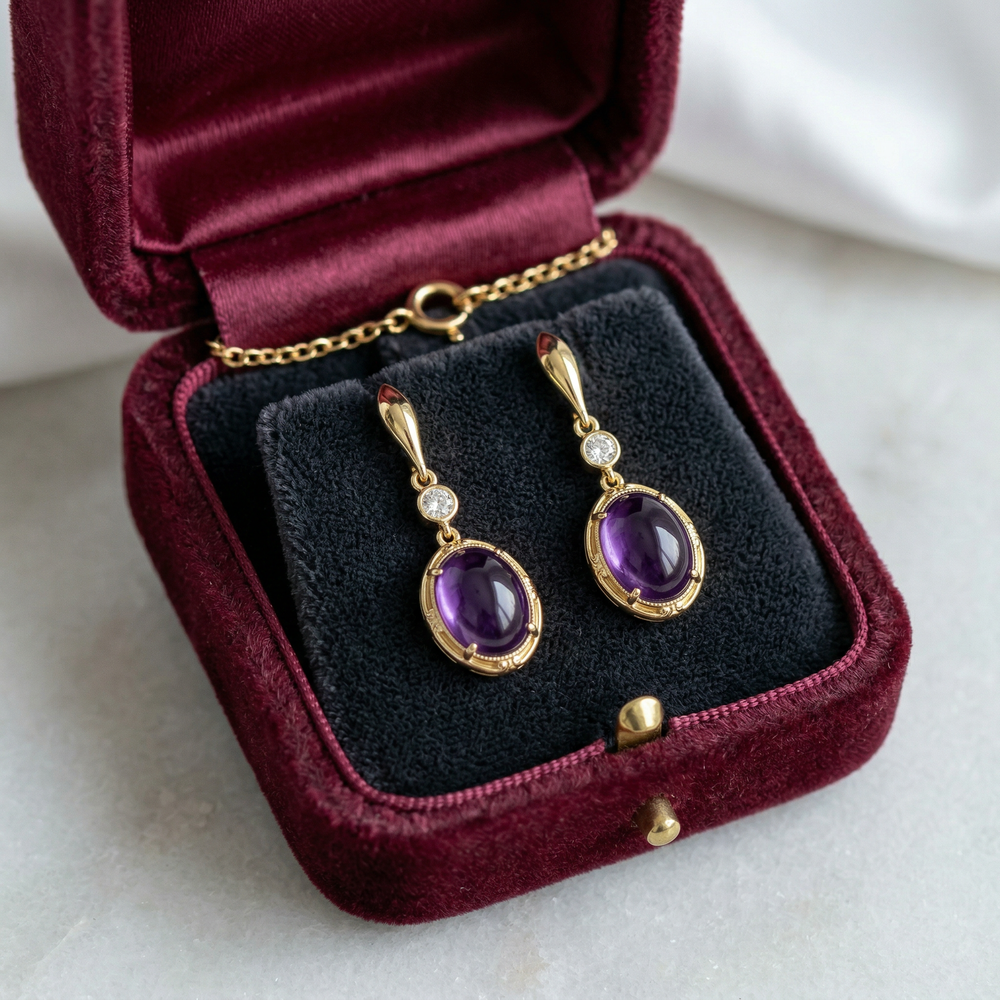 14KY  SEMI PREC BEZEL SET DANGLE EARRING