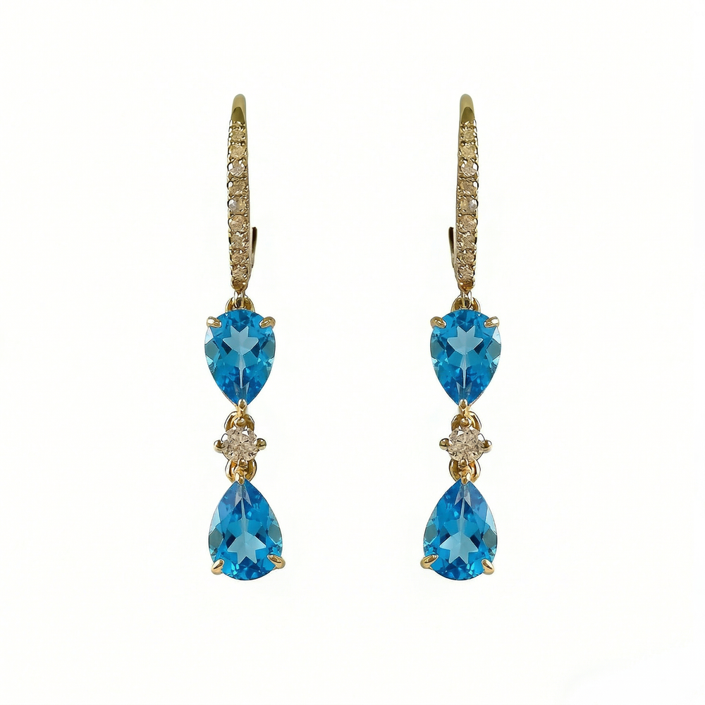 14KY  SEMI PREC BEZEL SET DANGLE EARRING