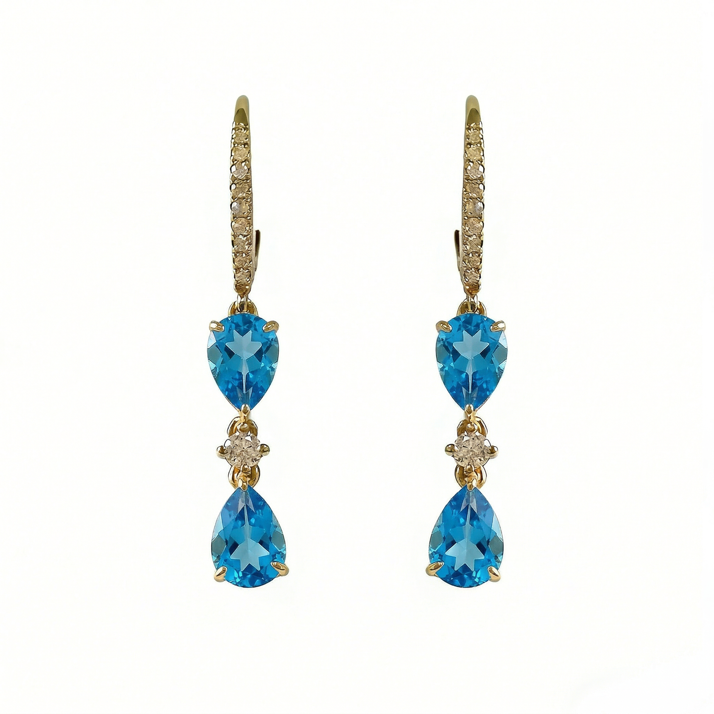 14KY  SEMI PREC BEZEL SET DANGLE EARRING