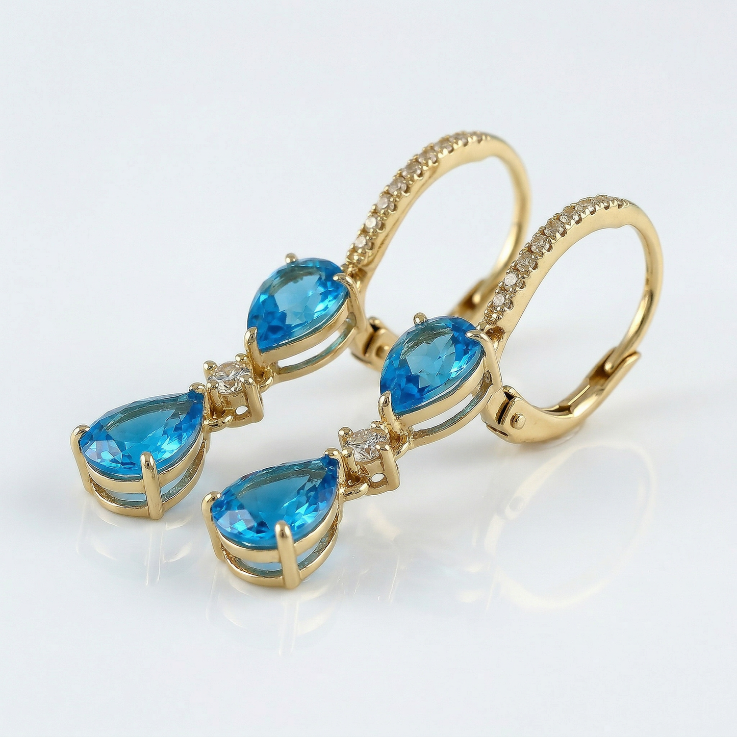 14KY  SEMI PREC BEZEL SET DANGLE EARRING