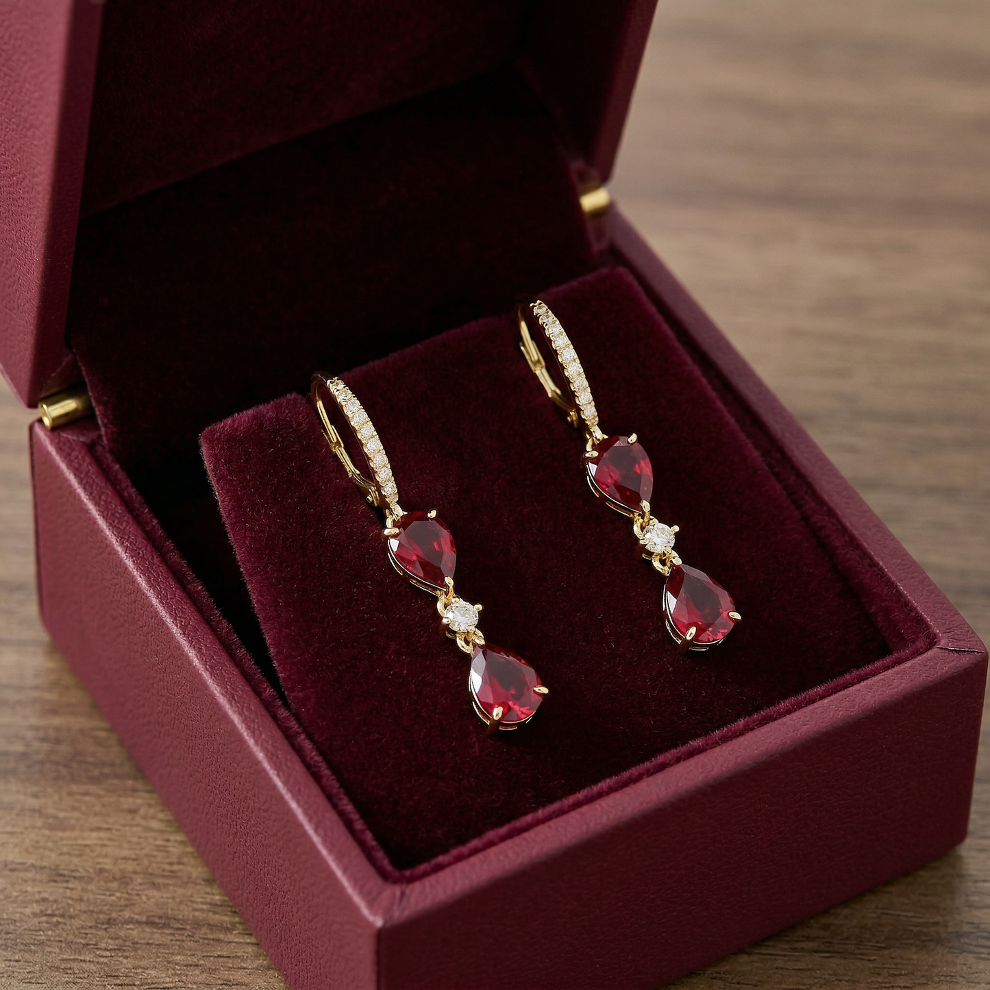 14KY  SEMI PREC BEZEL SET DANGLE EARRING