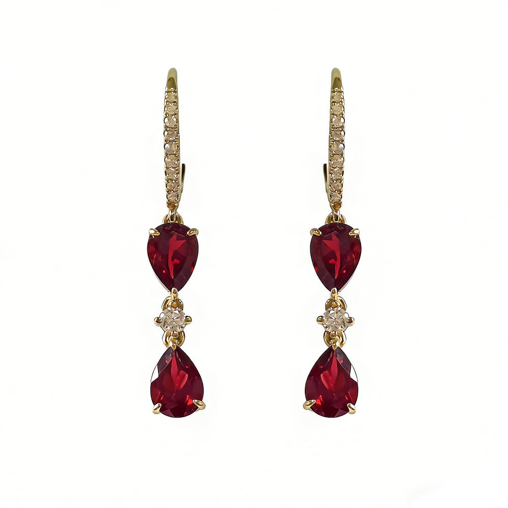 14KY  SEMI PREC BEZEL SET DANGLE EARRING