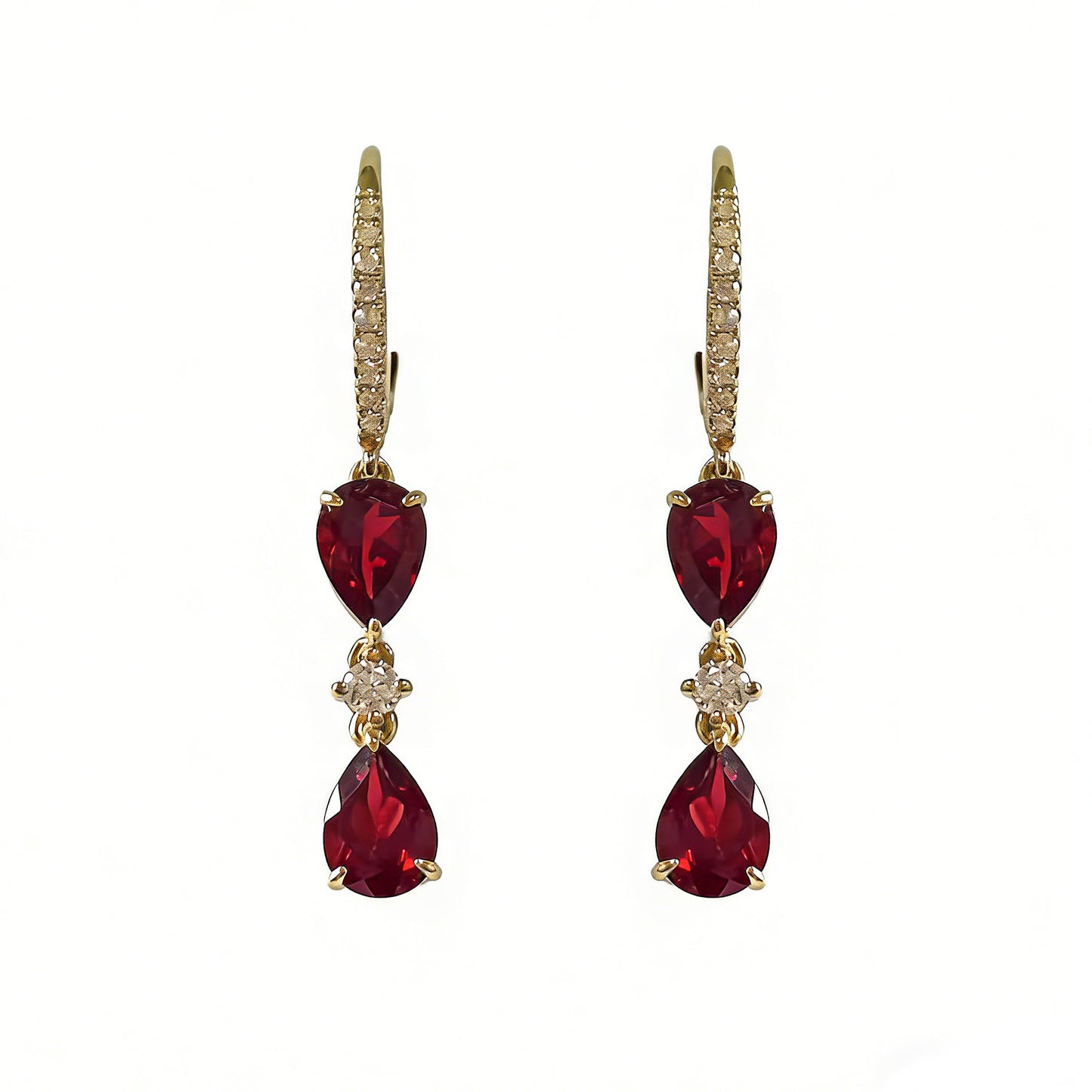 14KY  SEMI PREC BEZEL SET DANGLE EARRING