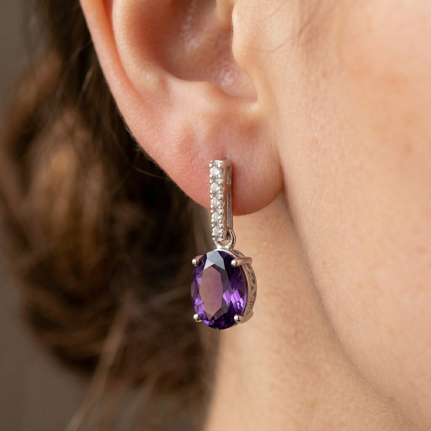 14KW  SEMI PREC CLASSIC BIRTHSTONE EARRING