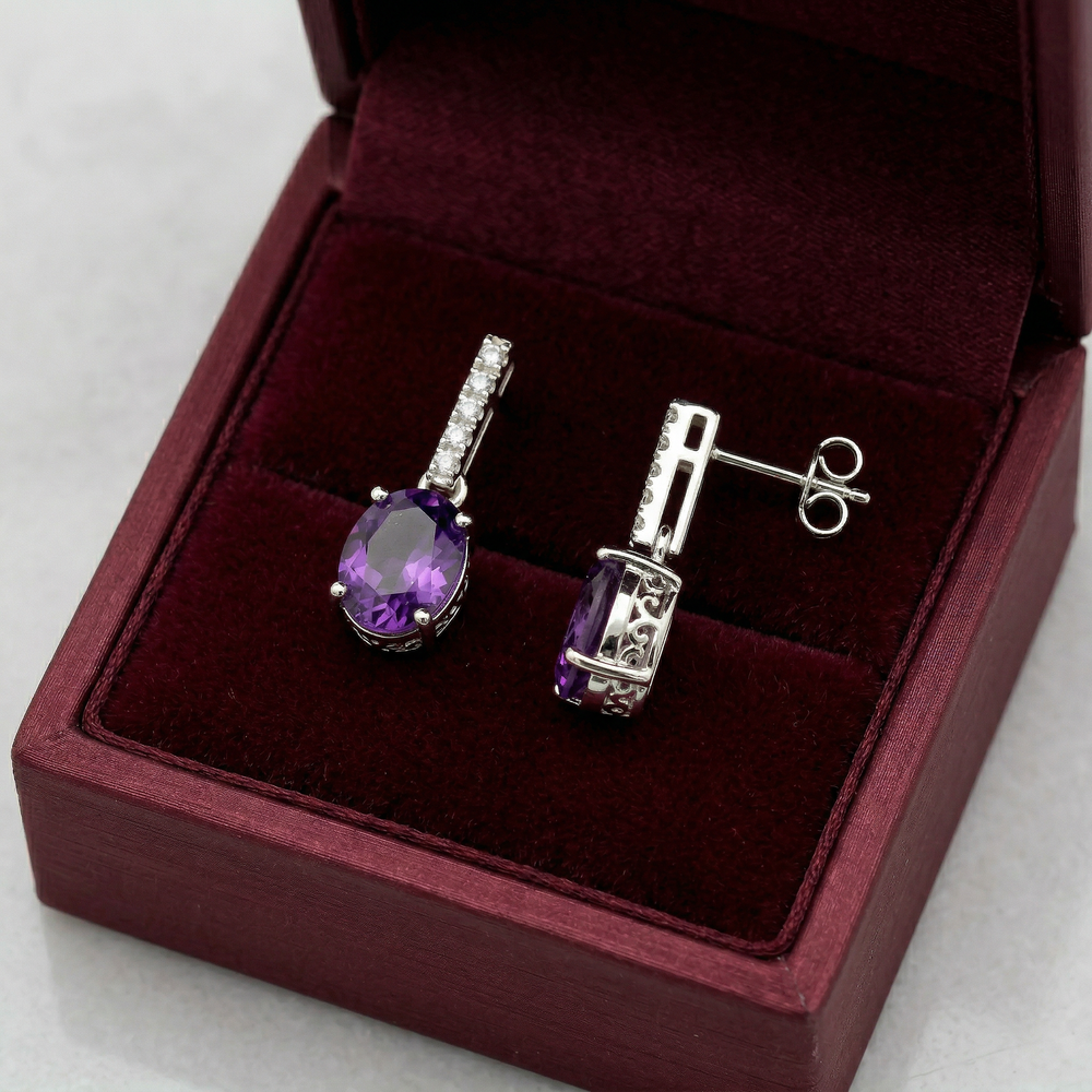 14KW  SEMI PREC CLASSIC BIRTHSTONE EARRING