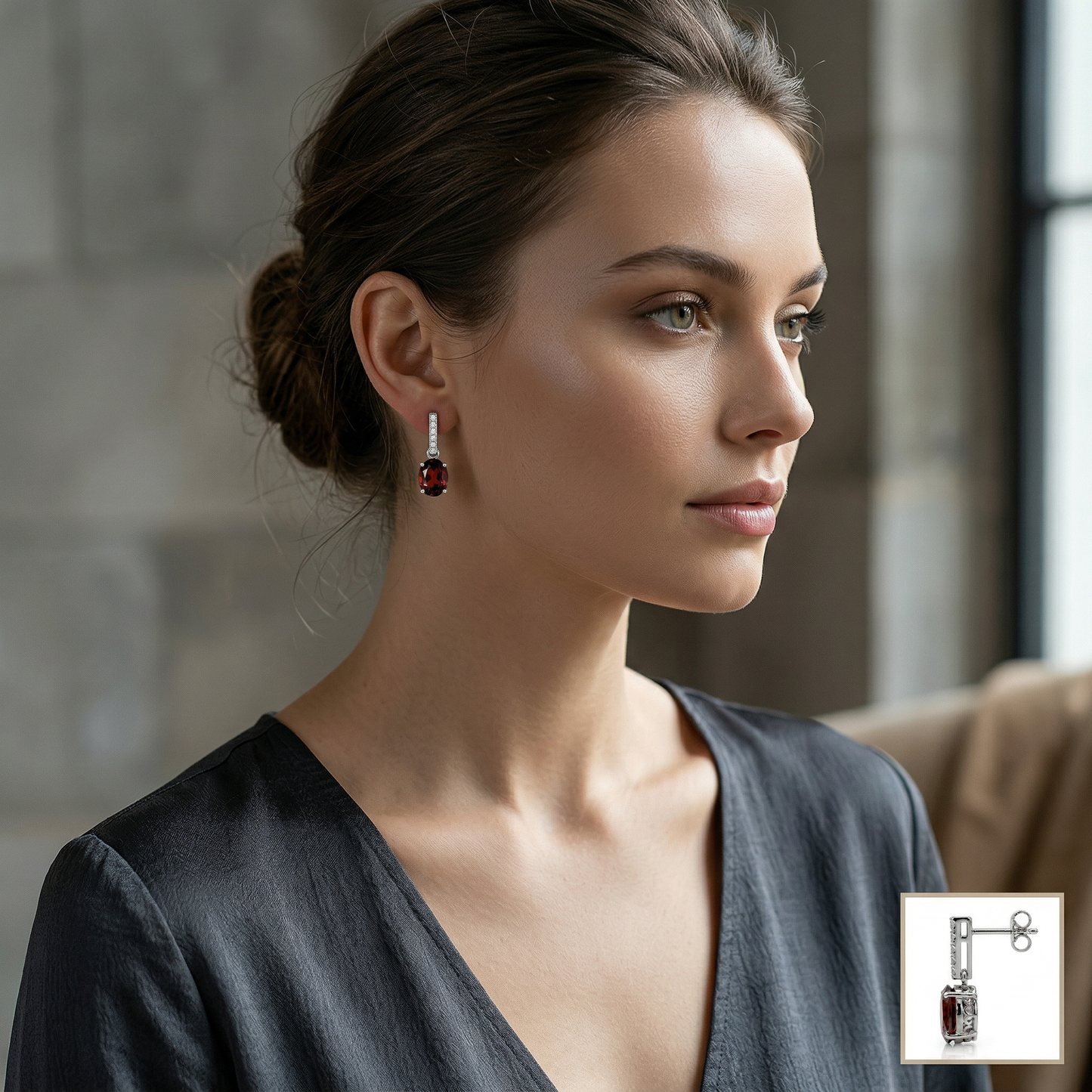 14KW  SEMI PREC CLASSIC BIRTHSTONE EARRING