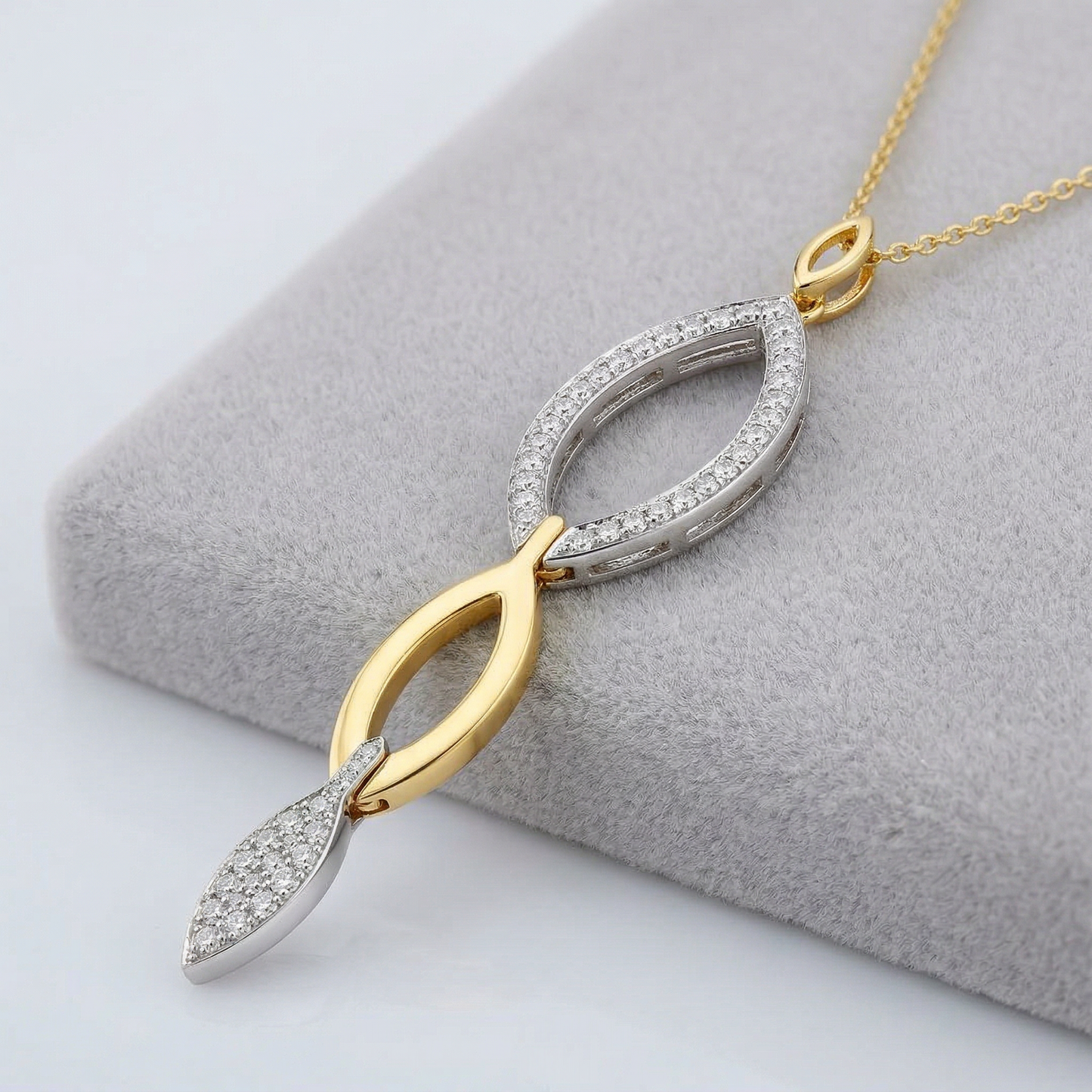 14KW/Y DIAMOND FLIP DOWN CONVERTIBLE NECKLACE