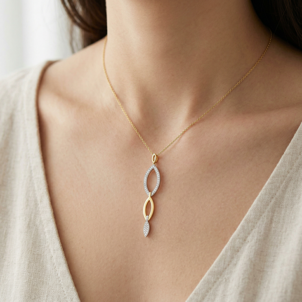 14KW/Y DIAMOND FLIP DOWN CONVERTIBLE NECKLACE