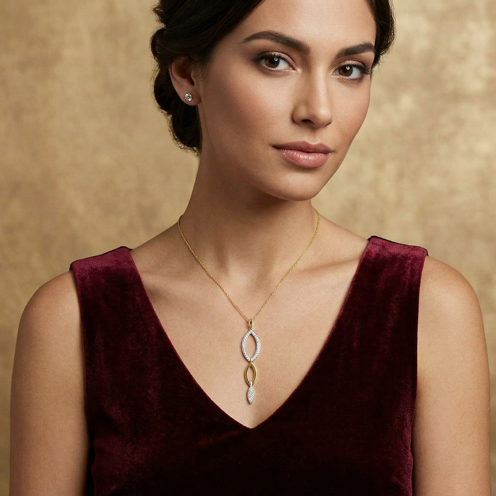 14KW/Y DIAMOND FLIP DOWN CONVERTIBLE NECKLACE