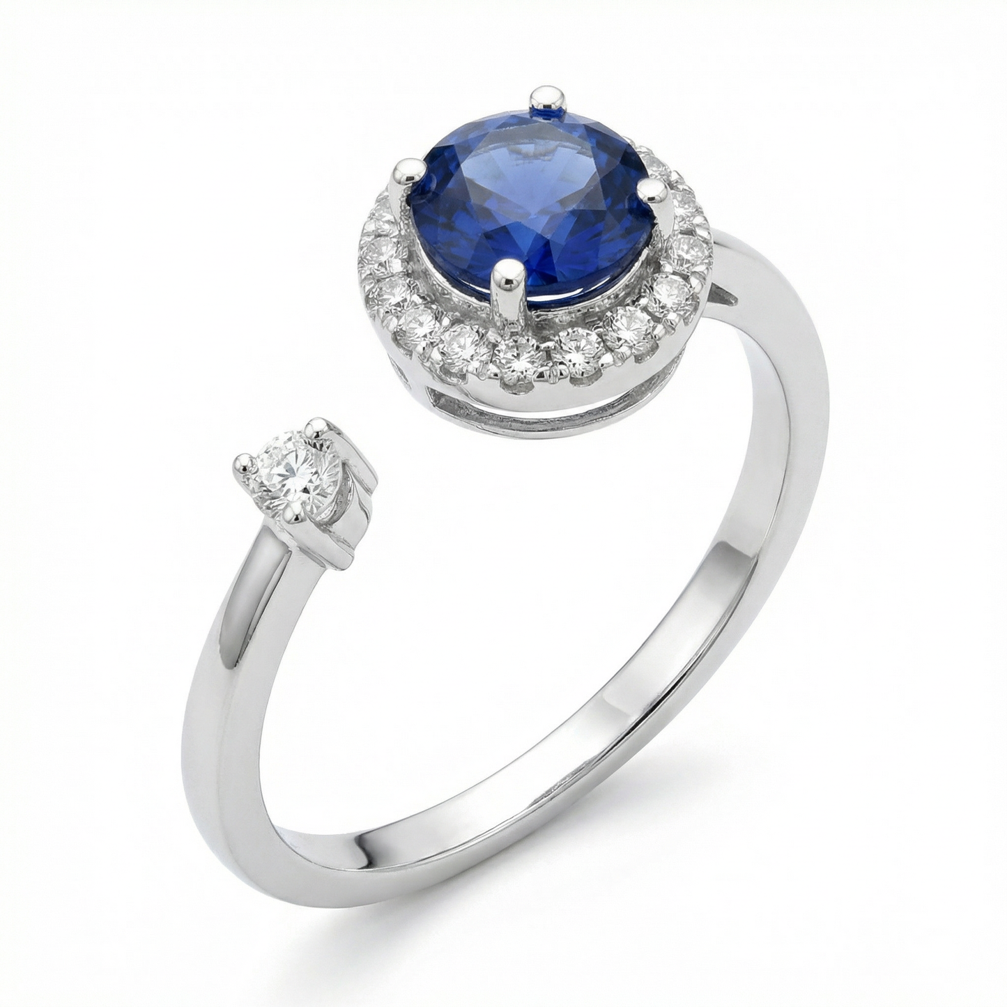 14KW PREC COLOR 4 PRONG HALO RING