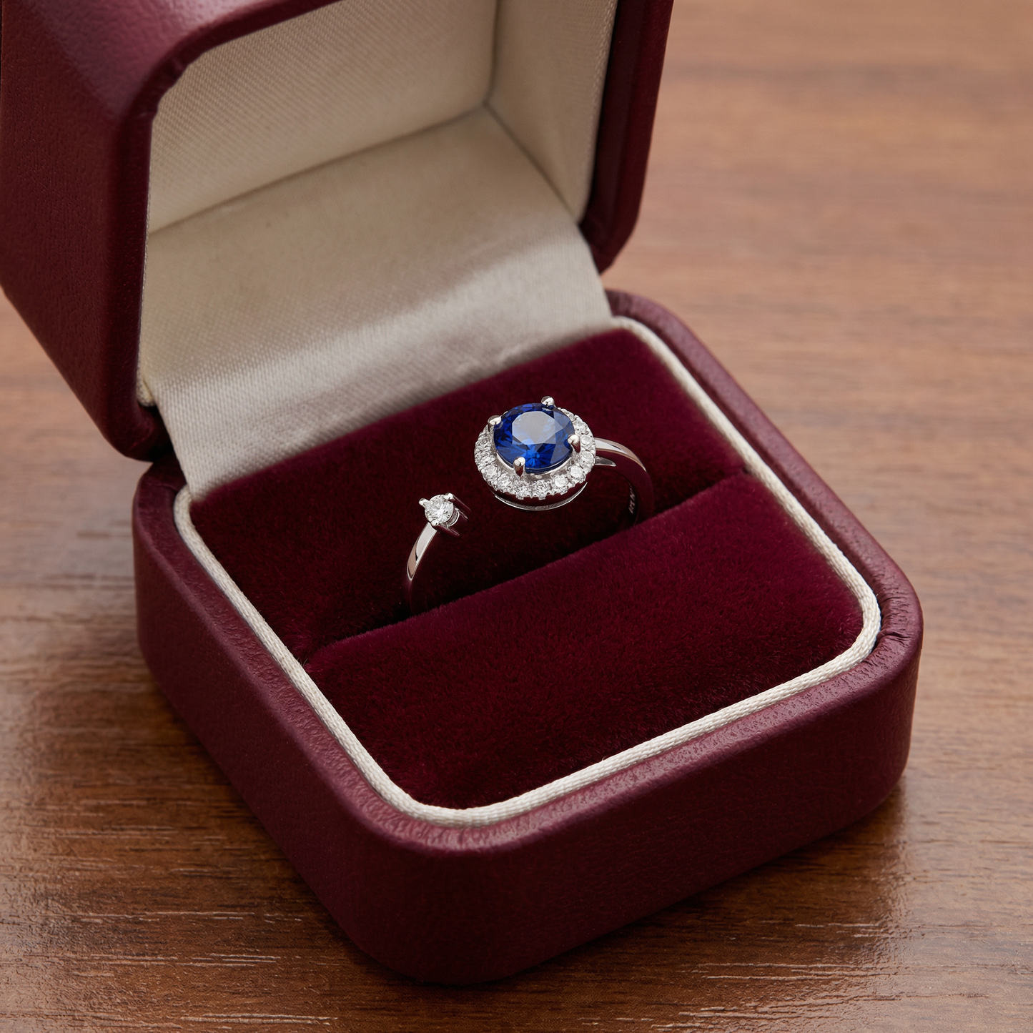 14KW PREC COLOR 4 PRONG HALO RING