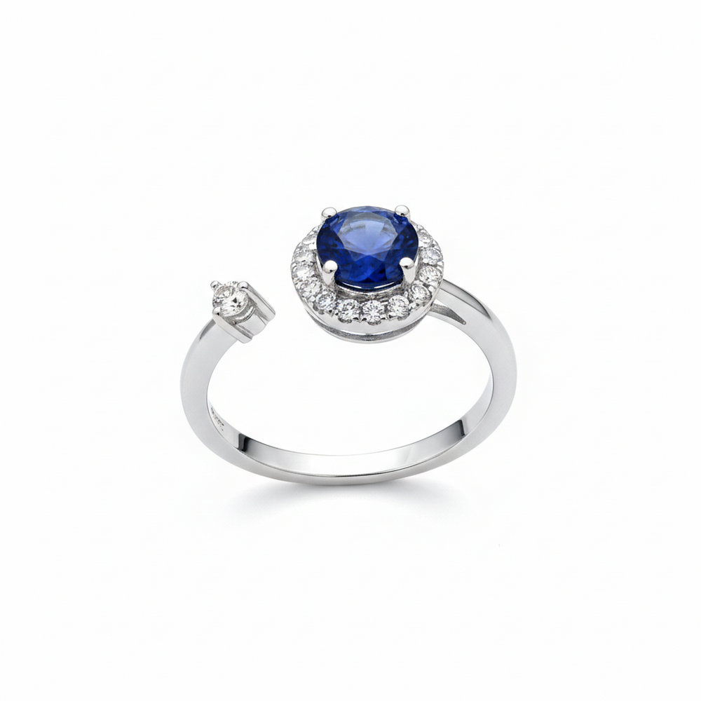 14KW PREC COLOR 4 PRONG HALO RING