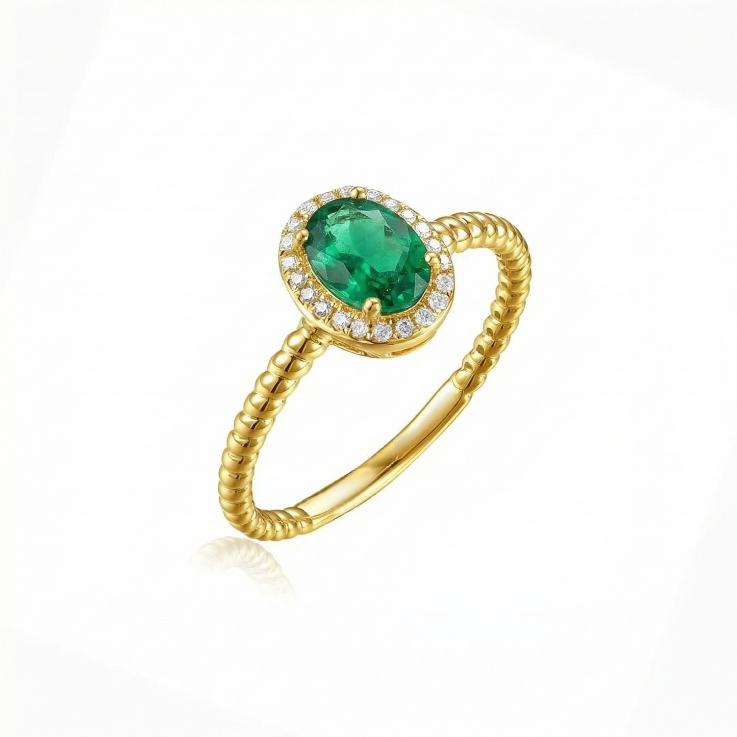 14KY PREC COLOR 4 PRONG TWIST ROPE RING