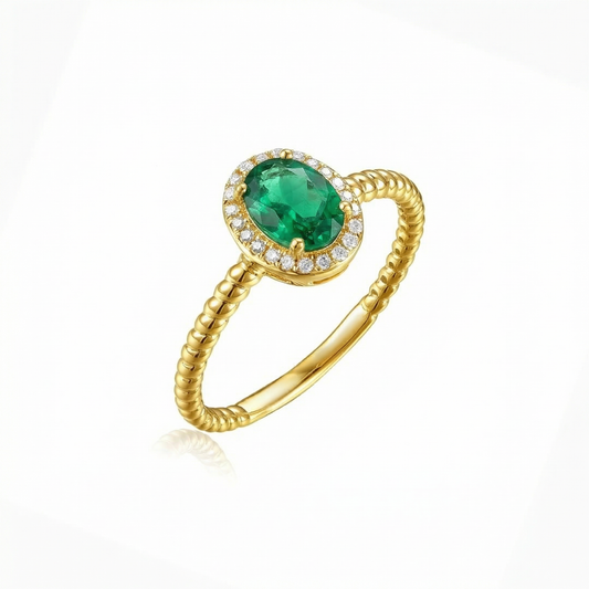 14KY PREC COLOR 4 PRONG TWIST ROPE RING