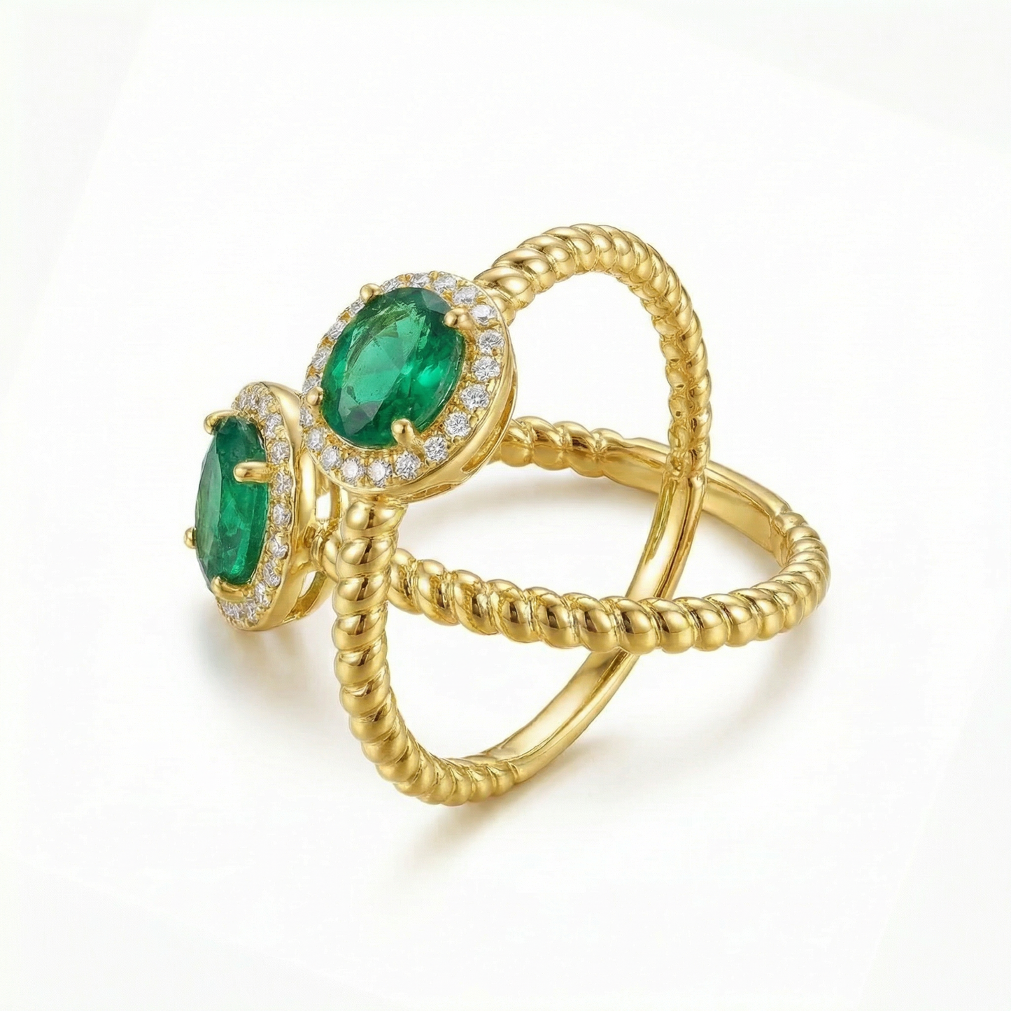 14KY PREC COLOR 4 PRONG TWIST ROPE RING