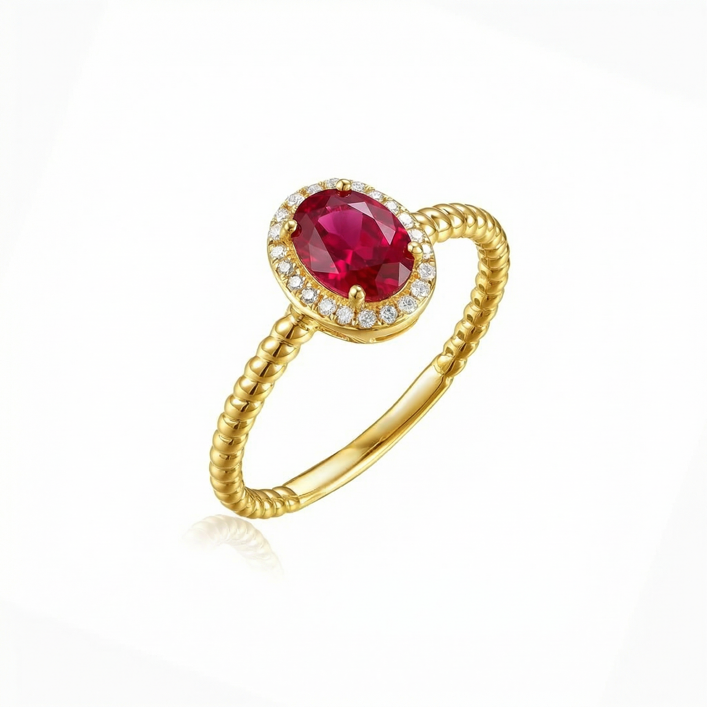 14KY PREC COLOR 4 PRONG TWIST ROPE RING